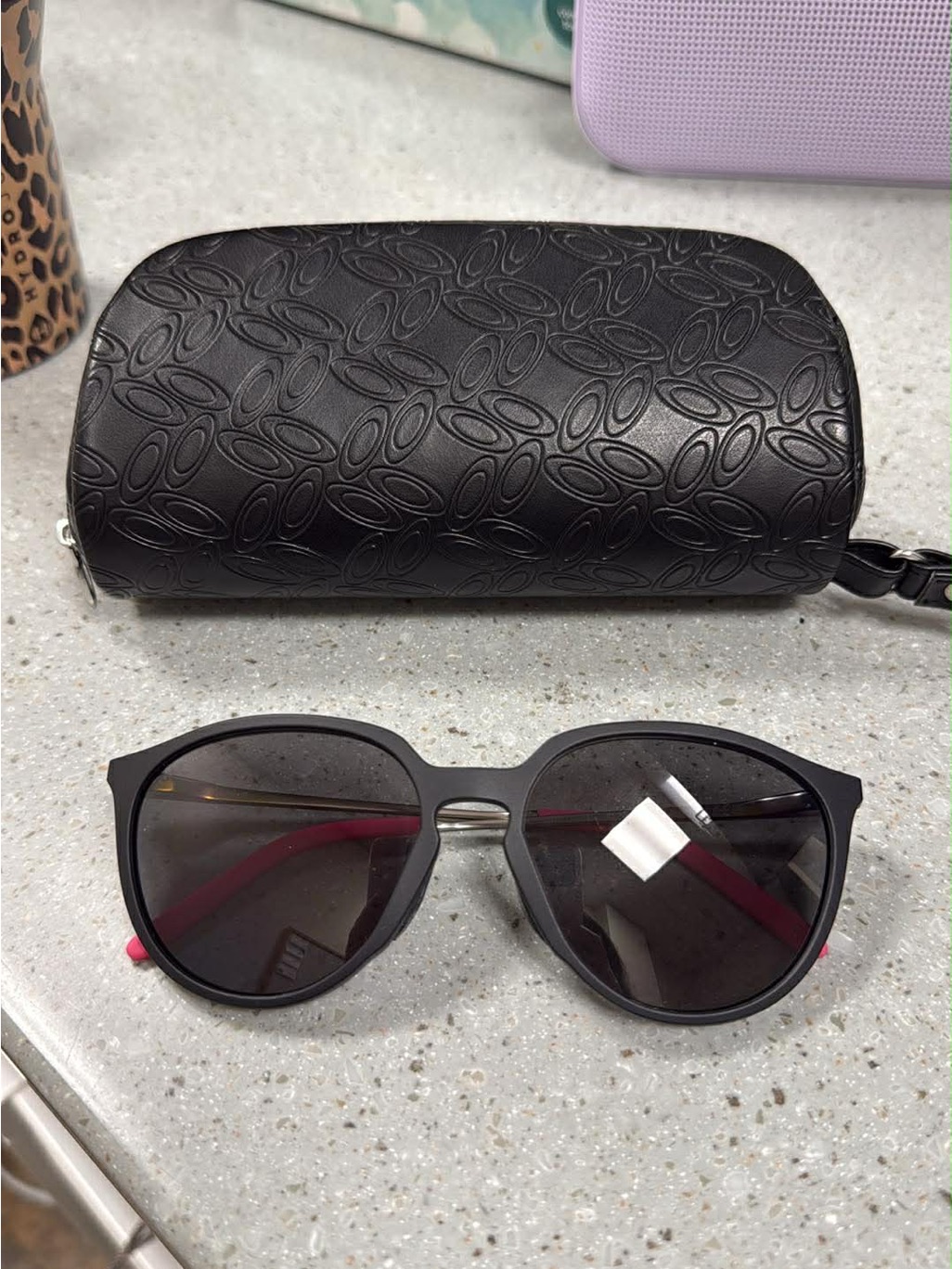 Oakley Women's Black Sunglasses With Pink Temples And Black Embossed Case